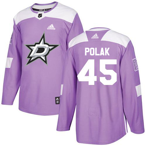 Adidas Men Dallas Stars 45 Roman Polak Purple Authentic Fights Cancer Stitched NHL Jersey